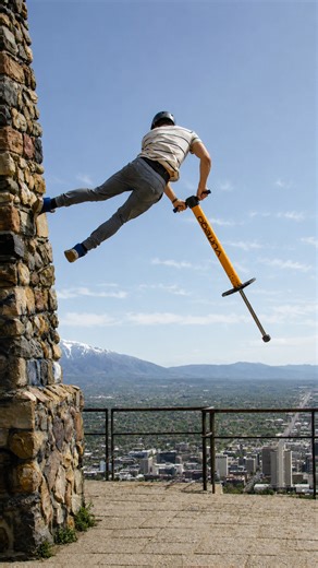 A high energy pogo stick sequence captured on camera