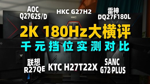 2K 180Hz大横评！千元价位电竞显示器实测对比 手把手带你选择适合自己的显示器【全大货版本 骡子与马的战斗】