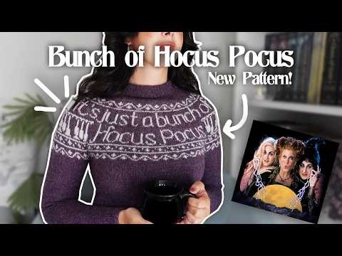 🔮Knitting my 'Bunch of Hocus Pocus' Sweater 💜🤍 | New Hocus Pocus Inspired Pattern