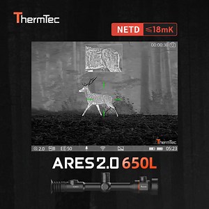 Featuring a high-sensitive detector (NETD≤18mK) and a powerful 640x512@12μm thermal camera at F1.0, ThermTec Ares2.0 delivers exceptionally clear images and superior identification capability under all weather conditions. Find out more: https://www.thermeyetec.com/ares-2-0-series/ #thermtec #thermtechunting #thermtecoutdoor #Ares2 | ThermTec Outdoor