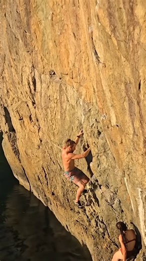 Climbing a 45 foot cliff over the ocean