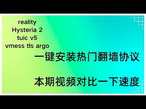 一键安装Hysteria 2/reality/tuic V5/vmess tls argo，热门协议大比拼！