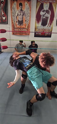 The students are learning how to do the back breaker. Santino Bros Wrestling Academy