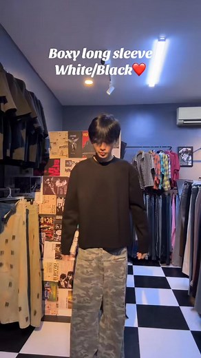 Boxy Long Sleeve មានសហេីយខ្មៅបងៗ🙏🏻❤️ -Can Inbox b b❤️📥 | PPY Shop