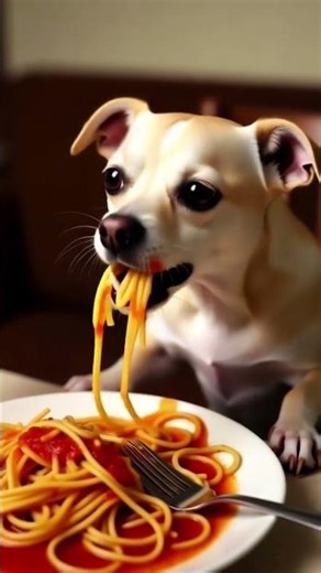 dog eating spaghetti like a pro #funny #shorts #pets
