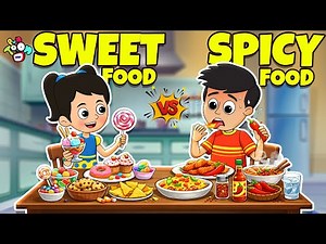 Sweet Vs Spicy Challenge | Cartoon | Hindi Kahaniya | PunToon Kids