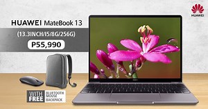 The Huawei Matebook 13: A leap in performance. This laptop comes in two kinds: Intel Core I7 with 512G and I5 with 256G starting at P55,990. | Huawei Mobile