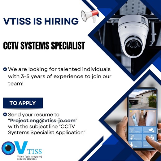 #computer_science #it #networking #hiring #cctv #securitysolutions #techjobs #careeropportunities #amman #joinus #vtiss #mechatronics #computerscience #it #innovativetechnology | Vision Tech Integrated Security Solutions