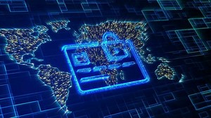 Download Cyber security icon animation, futuristic background for free