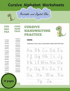 Cursive Alphabet Worksheet – Printable Handwriting Practice for Kids, Beginners, Adults - Etsy Canada