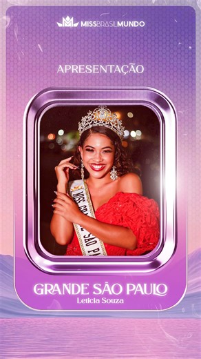 Concurso Nacional de Beleza on Instagram: "𝟔𝟒º 𝐌𝐈𝐒𝐒 𝐁𝐑𝐀𝐒𝐈𝐋 𝐌𝐔𝐍𝐃𝐎 - 𝐕𝐈́𝐃𝐄𝐎 𝐃𝐄 𝐀𝐏𝐑𝐄𝐒𝐄𝐍𝐓𝐀𝐂̧𝐀̃𝐎 Conheça Letícia Souza (@leticiasouza1511), Miss Grande São Paulo Mundo 2025. Ela estará no 64º Miss Brasil Mundo, que ocorrerá no dia 31 de janeiro em Brasília (DF). O concurso será transmitido pelo canal TV CNB no YouTube. A vencedora será coroada por @jessy_pedroso e disputará o 73rd @missworld. Coordenação regional: @map.producoes @madalena.almeida.142687 Patrocínio