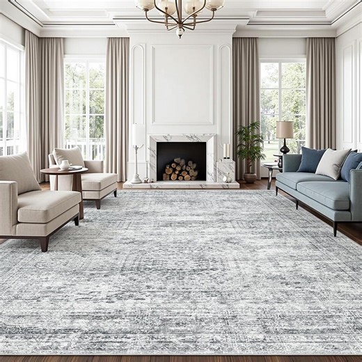 Gray Foldable Area Rugs Low Pile Non-slip Backing Large Soft Carpet for Living Room - Etsy