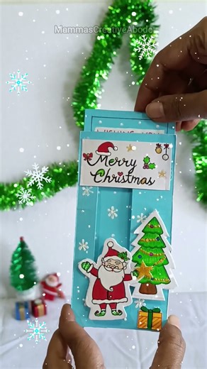 Christmas greeting card diy | Christmas Santa Claus slide card diy