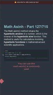 ⭐ Math Asinh Method - Part 127/715 | Software Engineer Tips #shorts #javascript