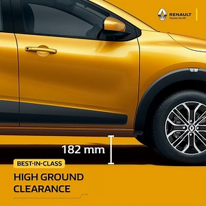 The #RenaultTRIBER’s Ground Clearance of 182 mm lends an impressive stance to the car, while keeping your family safe on rough roads. Know more: bit.ly/RenaultTRIBER | Renault