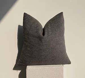 Gray Textured Linen Pillows Cover, Luxury Charcoal Gray Linen Pillow Cover, Thick Gray Pillows, Gray Euro Sham, Custom Size, Handmade - Etsy