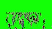 lots of zombies escaping. horde of zombies running. visual effect of...
