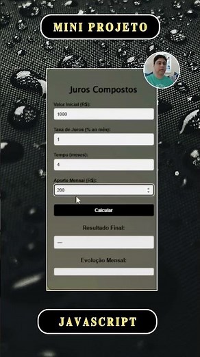 Live Aula Prática com Mini Projeto Calculadora de Juros Compostos com JavaScript