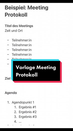Vorlage zum Protokollieren von Meetings - viel Erfolg! #meetings #meetingnotes #youngprofessionals #karrieretipps