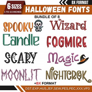 Scary Monogram Machine Embroidery Designs, Halloween BX Fonts, Satin Stitch Font, PES, DST Etc, Boho Signature, 6 Sizes, Instant Download - Etsy