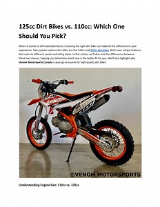 125cc Dirt Bikes vs. 110cc: Which One Should You Pick? - SlideServe