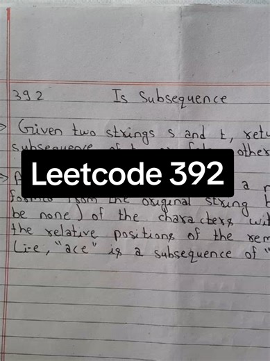 Leetcode 392 Q. Is Subsequence Difficulty: Easy #leetcode​ #python​ #pythonprogramming​ #programming​ #fyp​