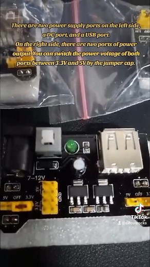 Circuitrocks Breadboard Power Supply 3.3V or 5V with USB Port The USB port can supply the only 5V. So if you use the USB port as a power supply, the jumper cap of the output port MUST be at 5V; or else, there will be no power supply. Visit: https://circuit.rocks/products/breadboard-power-supply-3-3v-with-usb-port-power-supply?_pos=21&_sid=a25f7c2c9&_ss=r #circuitrocks #electronics #breadboard #usb #powersupply #3.3v #5v #fyp #foryourpage | Circuitrocks | Facebook