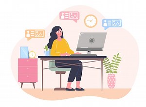 Premium Vector | Home office concept freelancer lifestyle home schooling video conference call digital meeting flat