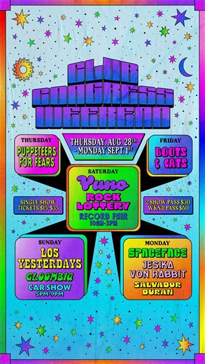 Club Congress Weekend at Hotel Congress is almost here! ✨ Get ready for a four-day experience spanning across genres: from concerts, puppet musicals, a rock lottery, record fair and more. There something (or a lot of things!) for everyone. 2-show bundles and full weekend passes available for purchase at the link in our bio or at hotelcongress.com. | Visit Tucson