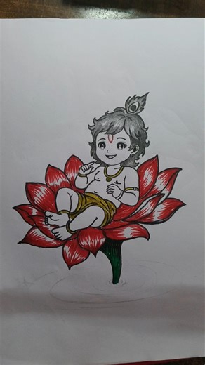 little Krishna Drawing #art #shorts #short #youtubeshorts #youtube #krishnaart #easydrawing #krishna