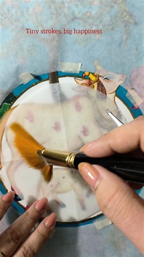 Neelam Mani Sharma on Instagram: ". . I Kept it simple with gold leaf lining… just the right balance of shine and the colours around.✨🪷 #PichwaiPainting #goldleafing #ArtInProgress"