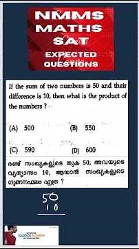 NMMS SAT MATHS - Sum of two numbers is 50 snd difference is 10 what is the product of the numbers