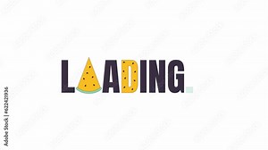 Watermelon slice 2D loading text animation. Summer picnic food. Healthy snack animated cartoon 4K video loader motion graphic. Summertime holiday. Watermelon pile download, upload progress gif