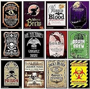 American Art Classics Set of 12 Halloween Wine Bottle Labels - 5 Inch X 4 Inch