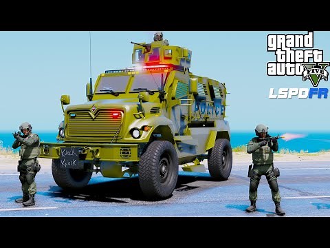 GTA 5 New SWAT Team MRAP Armored Truck Responding To Armed Robbery In LSPDFR Police Mod