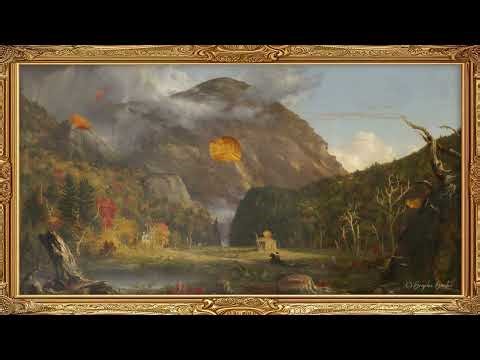 🏔️ Fall Mountain Home | Vintage Thomas Cole Gold Frame TV Art in 4K with Chill Jazz Music