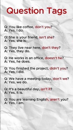 Question Tags in English | 8 Easy Examples for Daily Conversations | English for Beginners #english