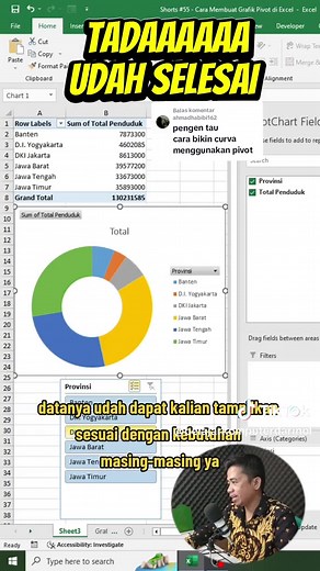 Membalas @ahmadhabibi162 Ada yang masih menampilkan Grafik dengan cara biasa? Nah kalian boleh cobain cara membuat grafik pivot di Excel biar tampilannya bisa lebih menarik dan tak membosankan, cobain yaaa... 😉✍️ @Belajar Komputer Dari Nol #belajarkomputerdarinol #pivotchart #pivottable #trikexcel #tipsexcel #belajarexcel #belajarexceldarinol #tutorialexcel #tutorialexcelpemula
