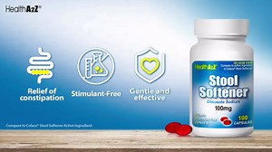 HealthA2Z® Stool Softener, Docusate Sodium 100mg, Red Capsules, Dependable & Stimulant-Free, Gentle Constipation Relief, 100 Counts (Pack of 1)