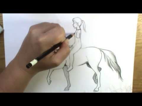 How to draw a horse and rider bareback