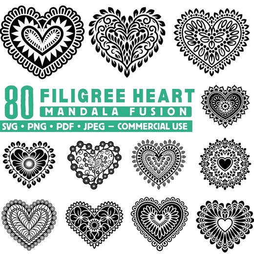 Filigree Heart Mandala Fusion Svg Png Pdf & Dxf Bundle for Vinyl Cutting Projects Instant Downloads - Etsy