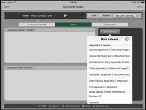Granite HCSS Mobile 7 Cost Codes