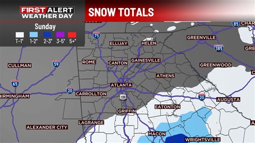 First Alert Weather: Sunday snow chances remain for parts of metro Atlanta