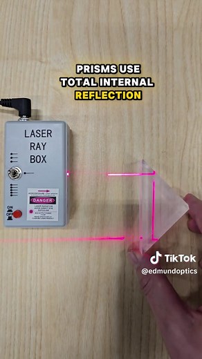 Why do prisms seem to magically reflect light even though they don't have mirrored surfaces? This demo visually highlights the difference between refraction and total internal reflection Optical engineers use these properties of prisms to manipulate in everything from medical devices, to telescopes, to cameras We have lots of other laser demos like this on our channel if you'd like to see more! #optics #science #physics #stem #photonics #engineering #prism #learnontiktok