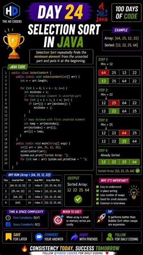 🚀 Day 24: Selection Sort in Java