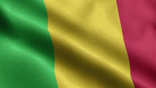 Closeup waving loop 4k National Flag of Mali | Premium Stock Video Footage