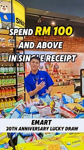 1.2K reactions · 42 shares |  Nothing beats Emart’s 20th Anniversary Lucky Draw!  Win exciting prizes — from home appliances to a BYD Electric Car!  Just spend RM100 & above in single receipt at any Emart outlet to join!  Shop now, Follow Emart Malaysia Facebook Page, Download emart MY App and Win big! T&C Apply #emart #emartmalaysia #Jet2holidays #anniversarry #luckydraw #fypシ | Emart Malaysia | Facebook