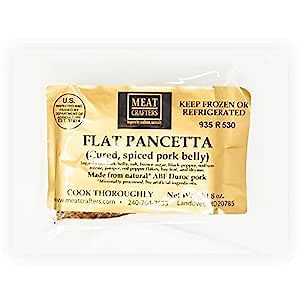 MeatCrafters Flat Pancetta, All-Natural Duroc Pork Belly, Unsliced, Salted, Cured, Spiced, No Artificial Ingredients, 8oz (4-Pack)