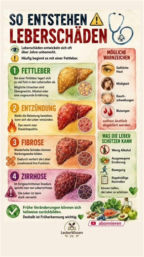 SO ENTSTEHEN LEBERSCHÄDEN ⚠️ Von Fettleber bis Zirrhose