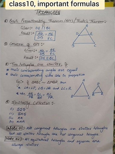 class10| important formulas| triangles